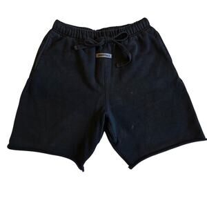 Fear of God Essentials Sweat Shorts Black Raw Hem Fleece Size XL Streetwear